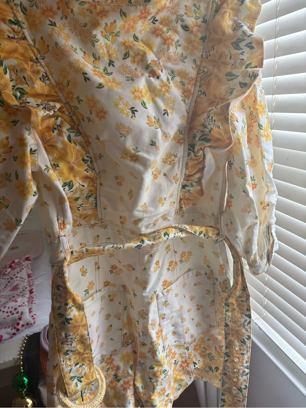 NWT Farm Rio Lightweight Yellow Floral Romper with Ruffle Collar - Picture 6 of 6